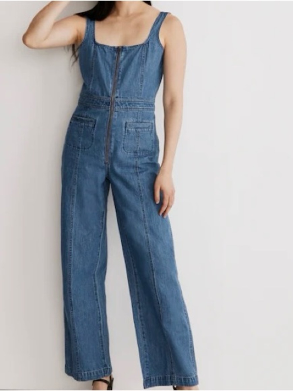 Madewell Denim Seamed Zip-Up Overall Jumpsuit‎  Size 4
